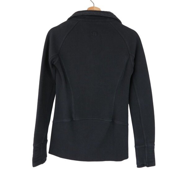 LULULEMON Women's Radiant Jacket II Black Cotton Fleece Zip Front Sweatshirt 4 - Picture 6 of 10